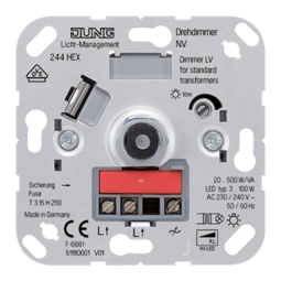 Механизм поворотно-нажимного светорегулятора-переключателя JUNG, 500 Вт