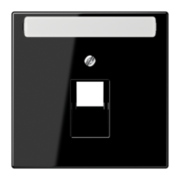 JUNG LS 990 Черная Накладка 1-ой наклонной ТЛФ/комп розетки с полем для надписи